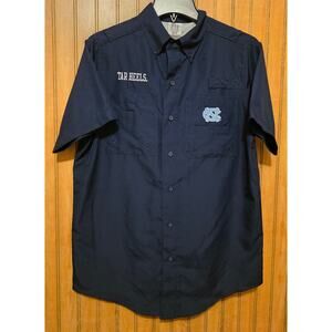 Pro Edge UNC Tar Heels Shirt Men Sz S Navy Button Down Vented‎ Pockets NWT